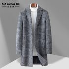 Mens Mid Length Plaid Wool Blend Overcoat Thickened Warm Stylish Perfect for Autumn and Winter Wholesale Available