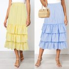 Striped Maxi Skirt Two Colors Cake Design Summer Fashion Wholesale Availability customizable
