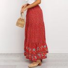Vintage Floral Print High Waisted Pleated A Line Skirt for Women Elastic Waist Tie Detail Retro Style Perfect for