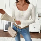Beige Long Sleeve Sweater for Women Soft Faux Mink Fabric Casual Style low MOQ