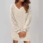 Womens Casual Solid Color V Neck Long Sleeve Top Autumn Winter Collection Versatile Everyday Wear Wholesale Available
