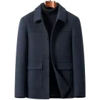 Mens Wool Blend Overcoat Thick Warm Fabric Classic Fit Available in Navy Gray and Black Wholesale Options Available