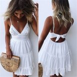 Lace Spaghetti Strap Dress Sexy Backless Design Bow Detail Available in 3 Colors Perfect for Par