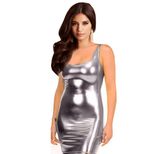 PU Faux Leather Pullover Dress Stylish Trendy Nightclub Wear Autumn and Spring Collection Wholes