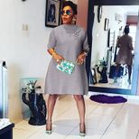 Plus Size A Line Dress for Women Solid Color High Waist Regular Sleeve Urban Style