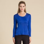Womens Loose Fit Silk Knit Long Sleeve T Shirt Round Neck Two Section Design Soft Mulberry Silk