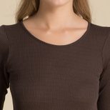 Womens 100 Mulberry Silk Ribbed Knit Top Long Sleeve Round Neck Lightweight Fall Fashion Essenti