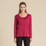 Womens Loose Fit Silk Knit Long Sleeve T Shirt Round Neck Two Section Design Soft Mulberry Silk