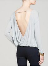 Plus Size Deep V Neck Long Sleeve Top Sexy Backless Design Available in Four Colors Wholesale Re