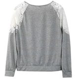 Lace Panel Womens Sweatshirt Round Neck Casual Style Available in 5 Colors Wholesale Supply