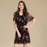 Luxury Silk Mesh Dress 100 Mulberry Silk Floral Print Plus Size Mid Length Summer Fashion Wholes
