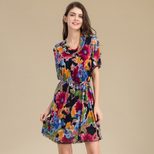 Luxury Silk Mesh Dress 100 Mulberry Silk Floral Print Plus Size Mid Length Summer Fashion Wholes