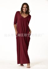 Loose Fit Solid Color Maxi Dress Casual Style Plus Size Long Sleeve Ideal for Autumn and Winter
