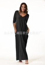 Loose Fit Solid Color Maxi Dress Casual Style Plus Size Long Sleeve Ideal for Autumn and Winter
