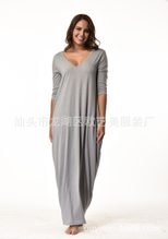 Loose Fit Solid Color Maxi Dress Casual Style Plus Size Long Sleeve Ideal for Autumn and Winter
