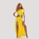 Irregular Split Hem Dress Womens Fashion Casual Style Comfortable Fabric Perfect for Summer Even
