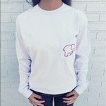 Womens Long Sleeve T Shirt Cute Cartoon Elephant Print Casual Style for Spring and Autumn Wholes