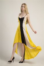 Color Block Asymmetrical Slip Dress Sexy Strapless Design Long Length Elegant Evening Wear Whole