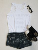 Womens Sleeveless Round Neck Loose Fit Graphic Print Tank Top Casual Style Available in Various