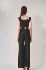 Sexy Strapless Crop Top and Side Slit Jumpsuit Set Casual Style Comfortable Fit Perfect for Summ