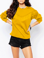 Womens Solid Color Fringe Long Sleeve Sweatshirt Available in 5 Colors and 4 Sizes Casual Wear W