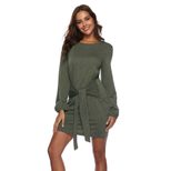 Off Shoulder Long Sleeve Dress Bow Tie Detail Elegant Design Autumn Winter Style Wholesale Avail