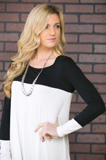 Fashion Long Sleeve Color Block Lace Panel Midi Dress Elegant Design Round Neck Two Color Option