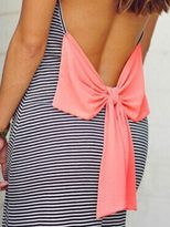 Striped Backless Maxi Dress with Bow Tie Slim Fit Spaghetti Straps Elegant Evening Gown Perfect