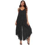 Plus Size Womens Polka Dot Asymmetrical Jumpsuit Loose Fit Wide Leg Spaghetti Straps Casual Summ
