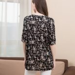 Silk T Shirt for Women Printed Round Neck Short Sleeve Loose Fit Plus Size Summer Top for Moms W