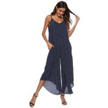 Plus Size Womens Polka Dot Asymmetrical Jumpsuit Loose Fit Wide Leg Spaghetti Straps Casual Summ
