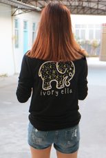 Couples Long Sleeve T Shirt Cute Cartoon Elephant Print Plus Size Womens Casual Top Wholesale Av