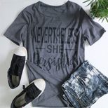 Womens Casual Short Sleeve T Shirt Simple Letter Print Round Neck Comfortable Fit Wholesale Avai