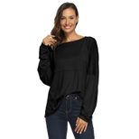 Off Shoulder Irregular Hem T Shirt Loose Fit Puffed Sleeves Minimalist Design Casual Wear for Al