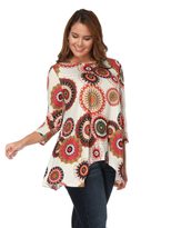 Fall Floral Print Top Polka Dot Round Neck Asymmetrical Design Casual Wear Wholesale Available
