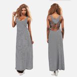 Sexy Striped Backless Dress Sleeveless Long Silhouette Unique Design Perfect for Summer Parties