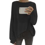 Off Shoulder Irregular Hem T Shirt Loose Fit Puffed Sleeves Minimalist Design Casual Wear for Al