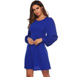 Womens A Line Dress Loose Lantern Sleeves Fashionable Minimalist Design Autumn Winter Style OEM