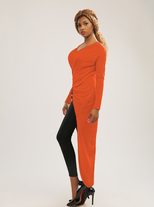 Sexy Bandage Dress Long Sleeve Asymmetrical Hem Fashionable Cross Design Autumn Collection Whole