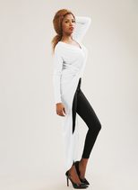 Sexy Bandage Dress Long Sleeve Asymmetrical Hem Fashionable Cross Design Autumn Collection Whole