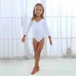 Deep V Neck Cross Back Long Sleeve Parent Child Top Kids Jumpsuit Swimsuit Comfortable Fabric St
