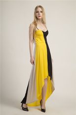 Color Block Asymmetrical Slip Dress Sexy Strapless Design Long Length Elegant Evening Wear Whole