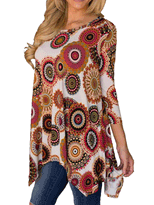 Digital Print Irregular Hem Loose T Shirt 3 4 Sleeve S XL Casual Style Wholesale Available bulk