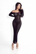 Sheer Knit Maxi Dress Off Shoulder Slim Fit Long Sleeve Autumn Fashion Wholesale Available