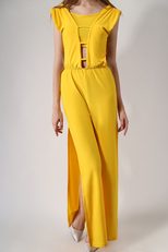Sexy Strapless Crop Top and Side Slit Jumpsuit Set Casual Style Comfortable Fit Perfect for Summ
