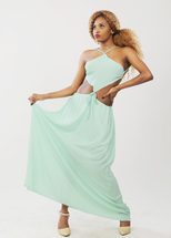 Backless Tie Detail Maxi Dress Chiffon Fabric Loose Fit Beachwear Style Perfect for Summer Occas