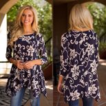 Digital Print Irregular Hem Loose T Shirt 3 4 Sleeve S XL Casual Style Wholesale Available bulk