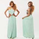 Backless Tie Detail Maxi Dress Chiffon Fabric Loose Fit Beachwear Style Perfect for Summer Occas