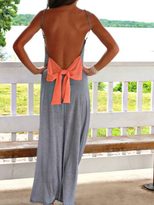 Striped Backless Maxi Dress with Bow Tie Slim Fit Spaghetti Straps Elegant Evening Gown Perfect