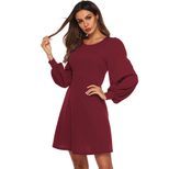Womens A Line Dress Loose Lantern Sleeves Fashionable Minimalist Design Autumn Winter Style OEM